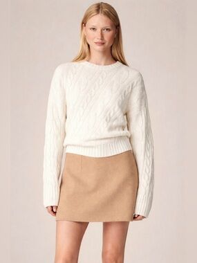 NWT! J. CREW Women’s Spring Street cashmere twisted cable-knit sweater ivory med